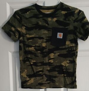 Carhartt Kids Camo Tee with Pocket - Green and Black